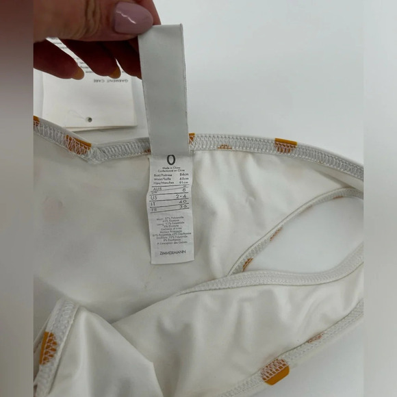 NWT Zimmermann Separates Sculpt V Pant Polka Dot Mango Ivory Bikini Bottom Sz 4 - Picture 2 of 7